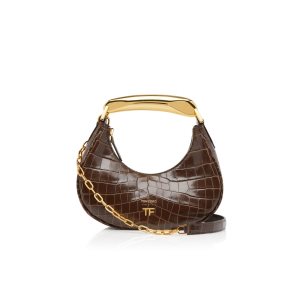 Dámské Kabelky Přes Rameno Tom Ford Shiny Stamped Crocodile Læder Bianca Mini Hobo Hnědé | 635812-UXG