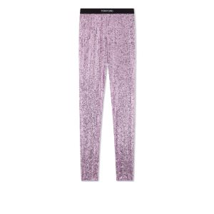 Dámské Kalhoty Tom Ford All Over Sequins Logoed Leggings Fialové | 408725-ALU