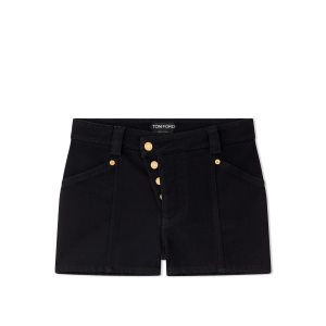 Dámské Kalhoty Tom Ford Compact Denim Asymmetric Shorts Černé | 743659-YTS