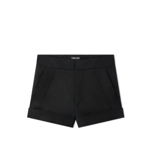 Dámské Kalhoty Tom Ford Fluid Twill Shorts Černé | 325971-UAZ