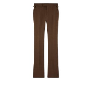 Dámské Kalhoty Tom Ford Hopsack Tailoring Flares Pecan | 780614-DRS