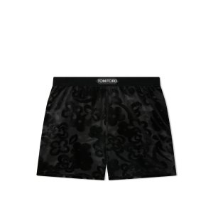 Dámské Kalhoty Tom Ford Primrose Floral Tulle Devore' Boxerské Shorts Černé | 305714-ZWM