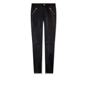 Dámské Kalhoty Tom Ford Strench Plonge Læder Skinnys Černé | 591276-EBU