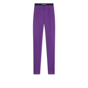 Dámské Kalhoty Tom Ford Stretch Lycra Logoed Leggings Fialové | 829546-JDQ