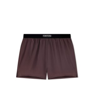 Dámské Kalhoty Tom Ford Stretch Silk Satin Boxerské Shorts Tmavě Čokolády | 129607-BIR