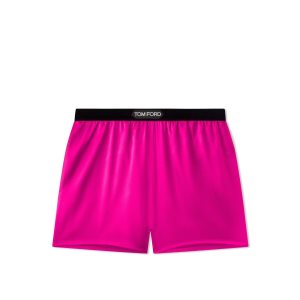 Dámské Kalhoty Tom Ford Stretch Silk Satin Boxerské Shorts Růžové | 245918-DLC