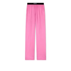 Dámské Kalhoty Tom Ford Stretch Silk Satin Pj Pants Růžové | 472835-BPD