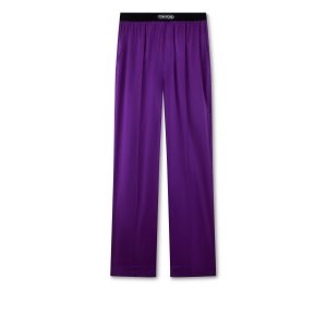 Dámské Kalhoty Tom Ford Stretch Silk Satin Pj Pants Amethyst | 865471-KXS