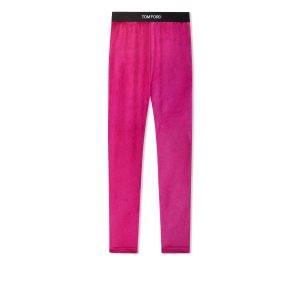 Dámské Kalhoty Tom Ford Stretch Velvet Signature Leggings Raspberry | 890627-OFH