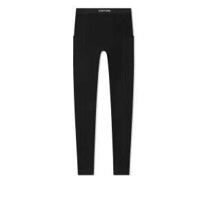 Dámské Kalhoty Tom Ford Stretch Viscose Leggings With Side Pockets Černé | 067839-OQI