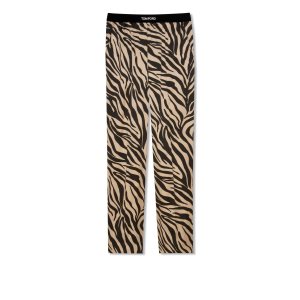 Dámské Kalhoty Tom Ford Zebra Printed Silk Pj Pants Černé Béžový | 201674-LEX