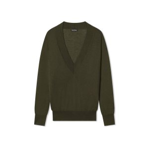 Dámské Knitwear Tom Ford Fine Cashmere Silk V-neck Svetrové Zelene | 508269-CBQ