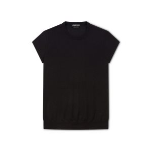 Dámské Knitwear Tom Ford Fine Cashmere Silk Fitted T-shirt Černé | 569831-UKQ