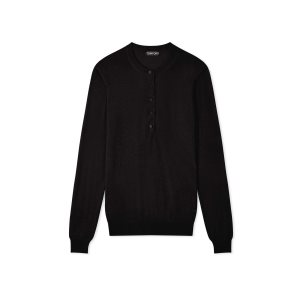 Dámské Knitwear Tom Ford Fine Cashmere Silk Open Crew Neck Svetrové Černé | 739286-LON