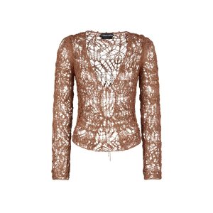 Dámské Knitwear Tom Ford Fine Viscose Krajkové Cardigan Hnědé | 756803-HJD