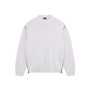 Dámské Knitwear Tom Ford Soft Cashmere Oversize Chalk | 321648-AOG