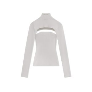 Dámské Knitwear Tom Ford Stretch Vlna Rib Two Pieces Chalk | 913257-ZCB