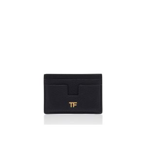 Dámské Malé Peněženky Tom Ford Grain Læder Classic Tf Card Holder Černé | 732586-WUJ