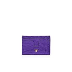Dámské Malé Peněženky Tom Ford Laminated Printed Lizard Classic Tf Card Holder Dahlia | 316925-HEO