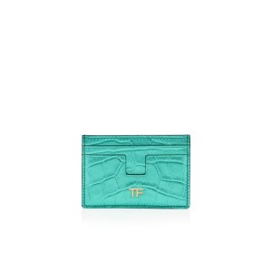 Dámské Malé Peněženky Tom Ford Metallic Stamped Læder Classic Tf Card Holder Blankyt | 264701-GEN