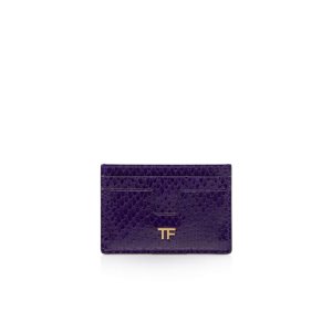 Dámské Malé Peněženky Tom Ford Printed Python Classic Tf Card Holder Fialové | 127859-RSF