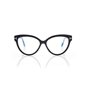 Dámské Optický Tom Ford Blue Block Cat Eye Černé Hnědé | 179564-WKL