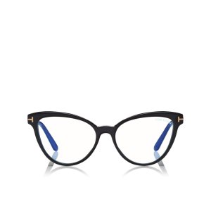 Dámské Optický Tom Ford Blue Block Soft Cat Eye Černé | 509241-FVY