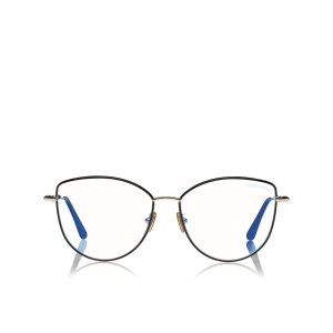 Dámské Optický Tom Ford Blue Block Soft Cat Eye Černé Hnědé | 913268-VWD