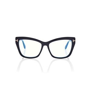 Dámské Optický Tom Ford Blue Block Square Cat Eye Černé | 841067-GSE