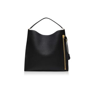 Dámské Přebalovací Tašky Tom Ford Grain Læder Alix Large Hobo Černé | 127590-SBU