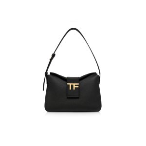 Dámské Přebalovací Tašky Tom Ford Grain Læder Tf Mini Hobo Černé | 184567-DLF