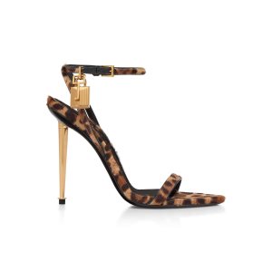 Dámské Sandály Tom Ford Hair Calf Animalier Padlock Pointy Naked Hnědé Černé | 903561-HJX