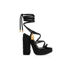 Dámské Sandály Tom Ford Nappa Læder Maxi Rope Ankle Wrap Platformy Černé | 735820-ZGO