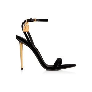 Dámské Sandály Tom Ford Velvet Padlock Pointy Naked Černé | 594021-CEA