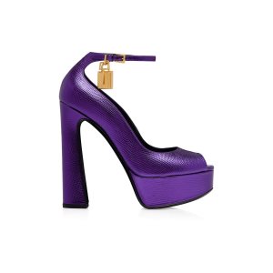 Dámské Sandály na Podpatku Tom Ford Laminated Printed Lizard Padlock Peep Špicí Pump Dahlia | 409751-QRP