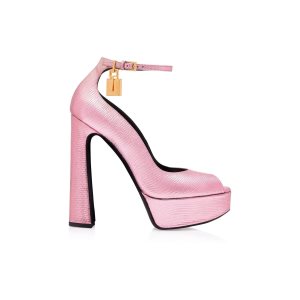 Dámské Sandály na Podpatku Tom Ford Laminated Printed Lizard Padlock Peep Špicí Pump Světle Růžové | 472859-VQB