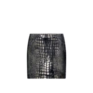 Dámské Sukně Tom Ford Metallic Printed Croc Læder Mini Stříbrné | 839725-RBD