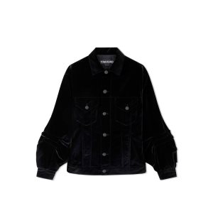 Dámské Svrchní Oblečení Tom Ford Bavlněné Velvet Jean Jacket Černé | 591230-EZY