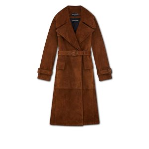Dámské Svrchní Oblečení Tom Ford Cashmere Semišové Trench Coat Whisky | 159467-KWY