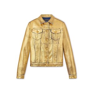 Dámské Svrchní Oblečení Tom Ford Coated Denim Jean Jacket Zlaté | 042367-OYC