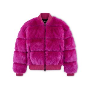Dámské Svrchní Oblečení Tom Ford Faux Fur Puffy Bomber Fuchsie | 307564-IQO