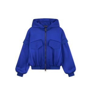 Dámské Svrchní Oblečení Tom Ford Fluid Double-faced Satin Hoodie Ocean | 340975-LBO