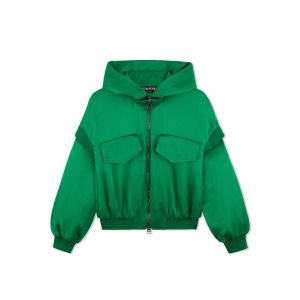Dámské Svrchní Oblečení Tom Ford Fluid Double-faced Satin Hoodie Tyrkysové Zelene | 715029-QDV