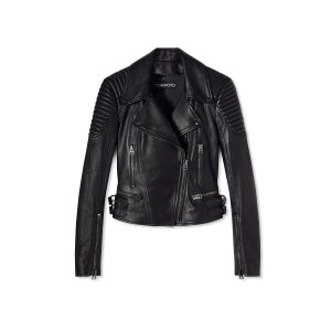 Dámské Svrchní Oblečení Tom Ford Læder Fitted Cyklistické Jacket Černé | 792581-WHL