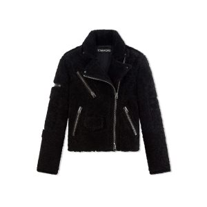 Dámské Svrchní Oblečení Tom Ford Nappa Shearling Cyklistické Jacket Černé | 465130-JNX