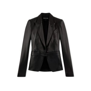 Dámské Svrchní Oblečení Tom Ford New Plonge Læder Convertible Jacket Černé | 265847-OLB