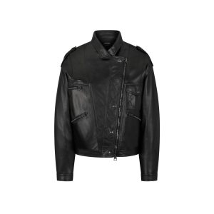 Dámské Svrchní Oblečení Tom Ford New Plonge Læder Cyklistické Jacket Černé | 479536-ATD