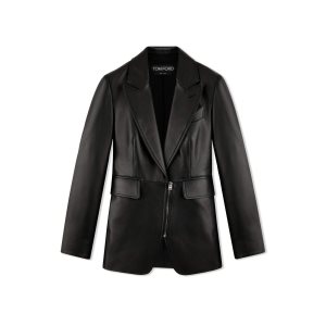 Dámské Svrchní Oblečení Tom Ford Plonge Læder Zipped Jacket Černé | 301752-OQP