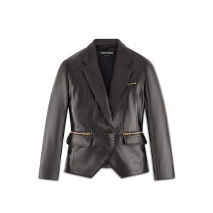 Dámské Svrchní Oblečení Tom Ford Plonge Læder Jacket With Iconic Zips Černé | 731805-ZST