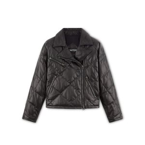 Dámské Svrchní Oblečení Tom Ford Plonge Læder Prošívaný Cyklistické Černé | 923874-CZP